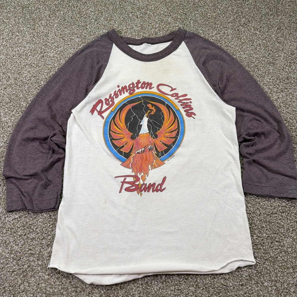 Rossington Collin's Band Shirt 80s Raglan Vintage Original Double Sided Size Med